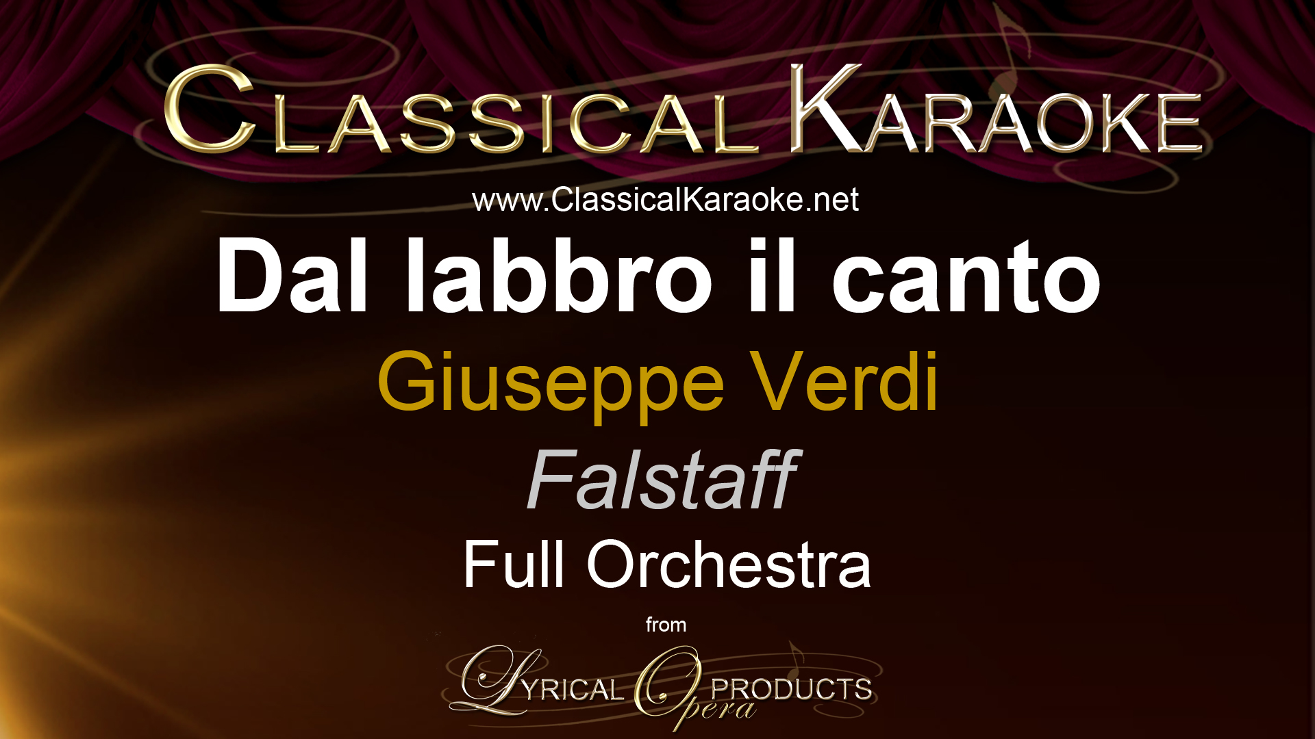 Dal labbro il canto, from Falstaff, Full Orchestral Accompaniment (karaoke) track
